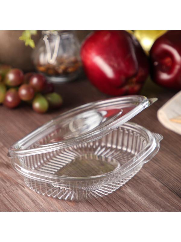 Контейнер одноразовый с неразъёмной крышкой ПР-РКС-250, 250 мл, 15,9×13×3 см, цвет прозрачный