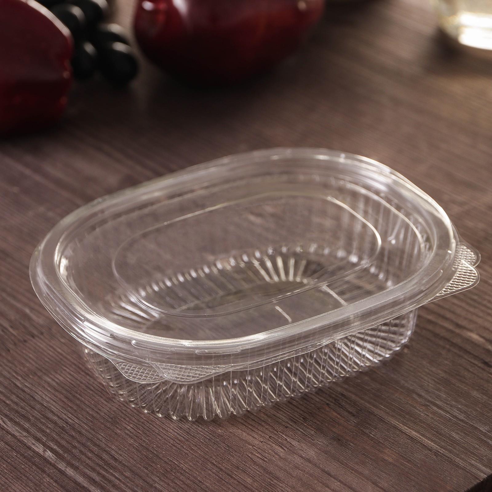 Контейнер одноразовый с неразъёмной крышкой ПР-РКС-350, 350 мл, 15,9×13×4 см, цвет прозрачный