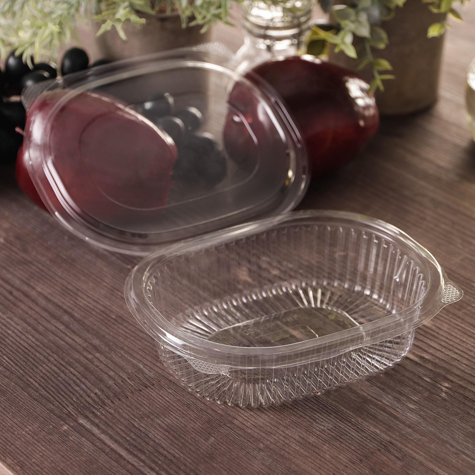 Контейнер одноразовый с неразъёмной крышкой ПР-РКС-350, 350 мл, 15,9×13×4 см, цвет прозрачный