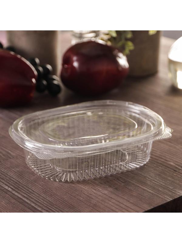 Контейнер одноразовый с неразъёмной крышкой ПР-РКС-350, 350 мл, 15,9×13×4 см, цвет прозрачный