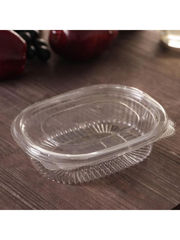 Контейнер одноразовый с неразъёмной крышкой ПР-РКС-350, 350 мл, 15,9×13×4 см, цвет прозрачный