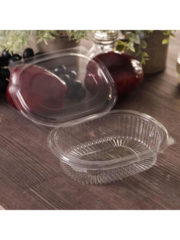 Контейнер одноразовый с неразъёмной крышкой ПР-РКС-350, 350 мл, 15,9×13×4 см, цвет прозрачный