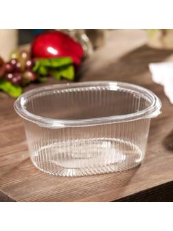 Контейнер одноразовый с неразъёмной крышкой, 1 л, 17,5×14,9×7,9 см, цвет прозрачный