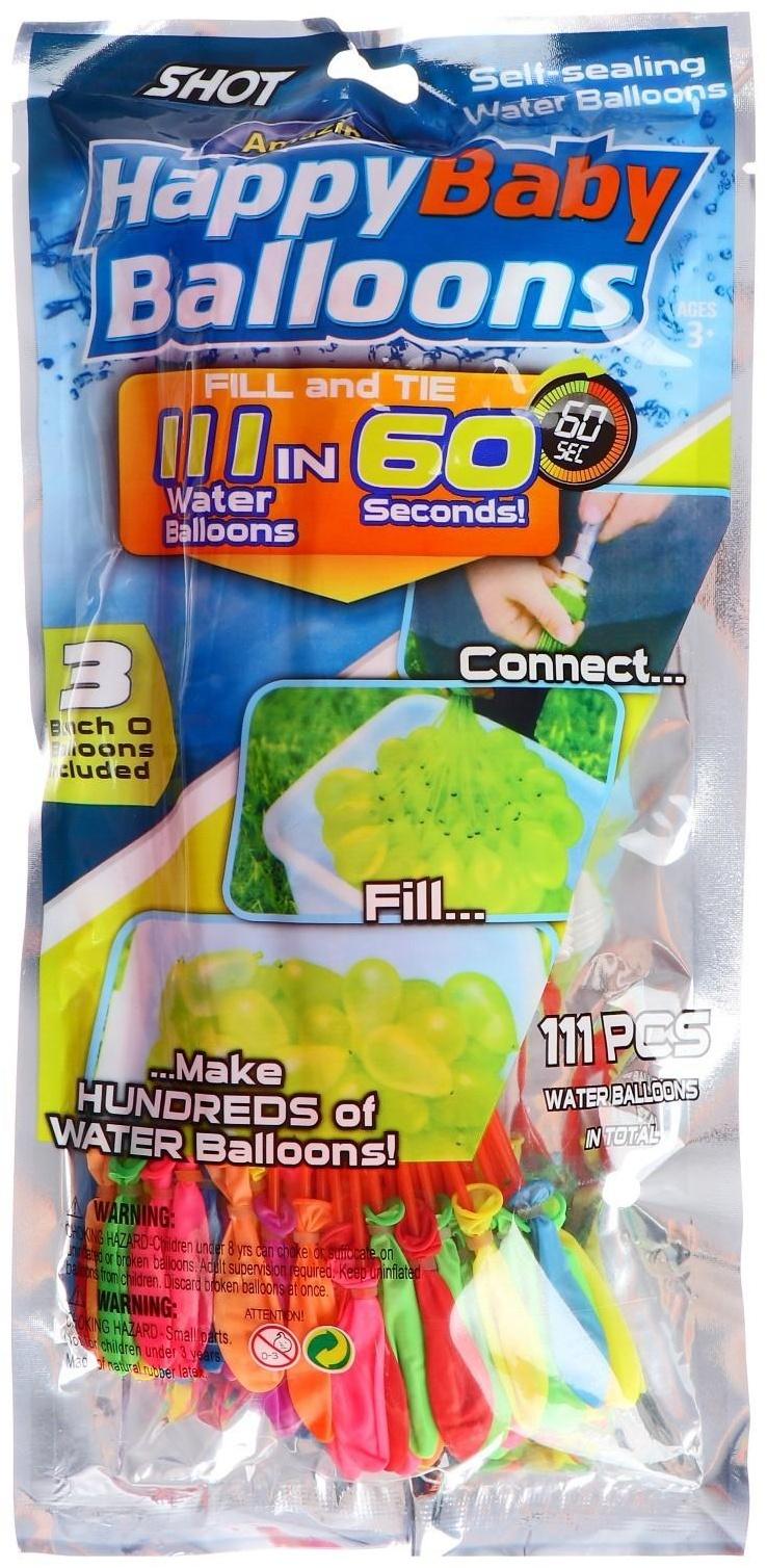 Водные бомбы «Шар», 3 насадки, 37 шаров, цвета МИКС