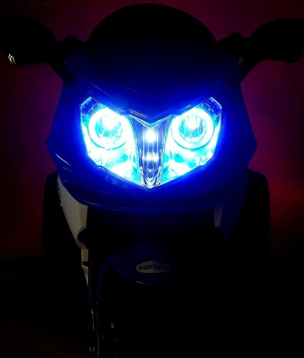 Электромобиль «Супербайк», USB, световые эффекты, цвет синий