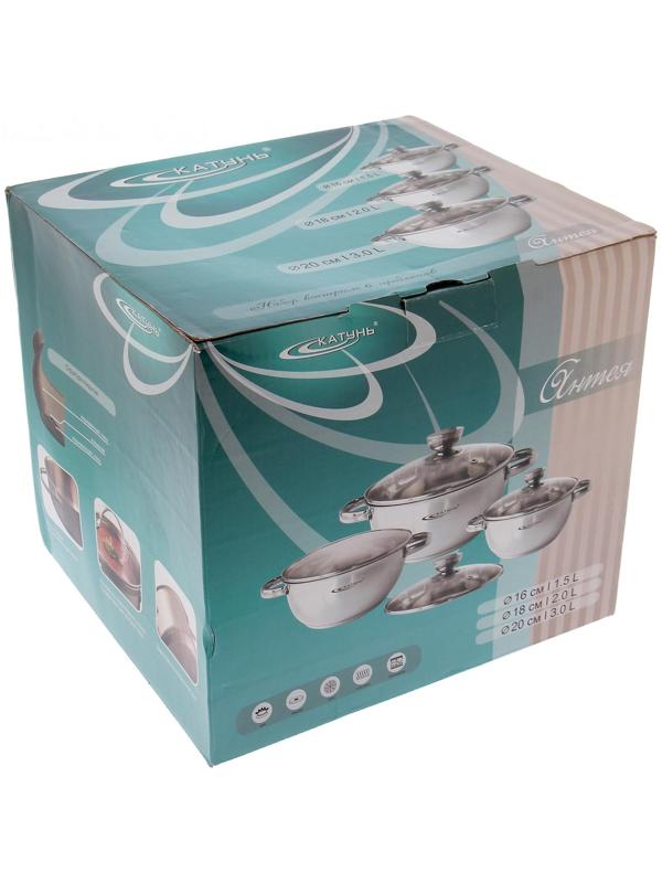 Набор кастрюль «Антея», 3 предмета: 1,5 л, 2 л, 3 л, капсульное дно, подарочная упаковка