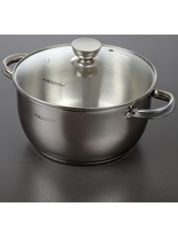 Кастрюля «Антея», 5 л, d=24 см, капсульное дно, стеклянная крышка