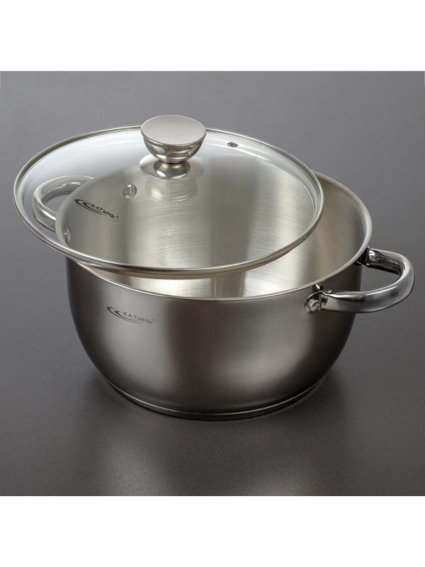 Кастрюля «Антея», 5 л, d=24 см, капсульное дно, стеклянная крышка