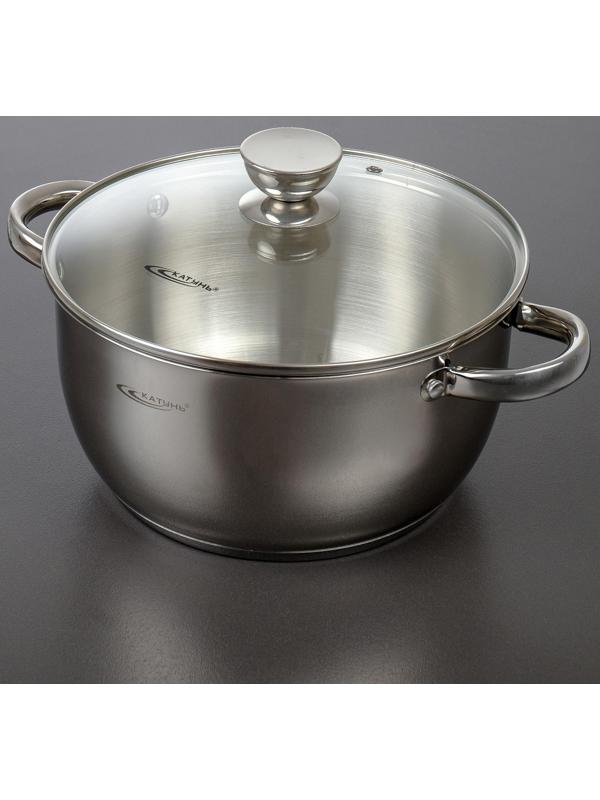 Кастрюля «Антея», 5 л, d=24 см, капсульное дно, стеклянная крышка