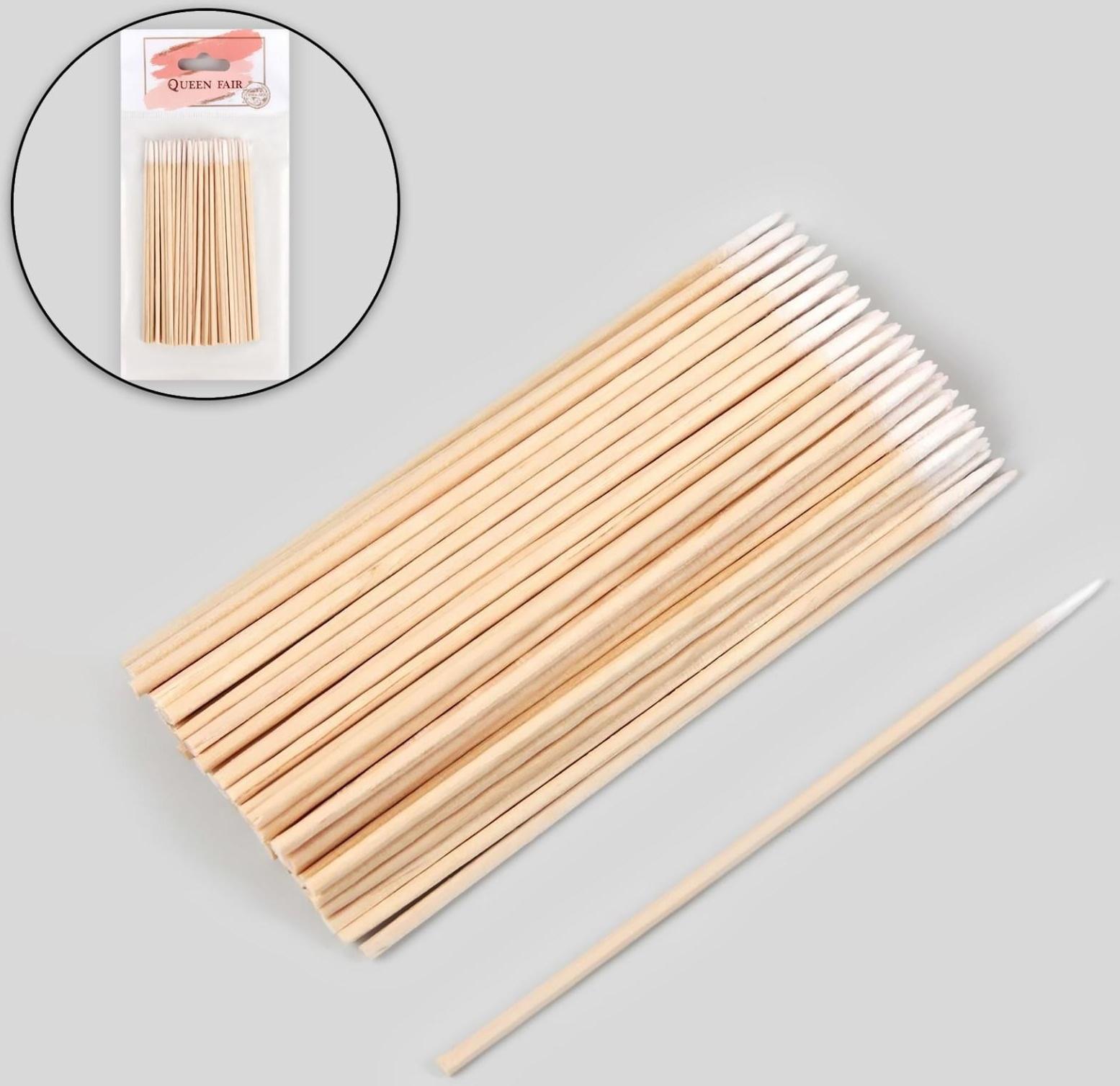 Ватные палочки на деревянной основе, заострённые, 10 см, 100 шт