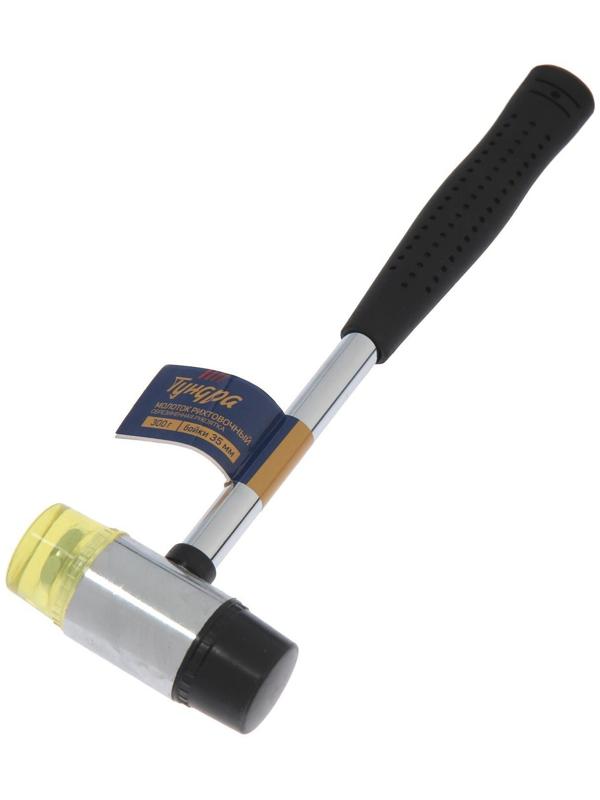 Молоток рихтовочный ТУНДРА, металлическая обрезиненная рукоятка, бойки 35 мм, 300 г