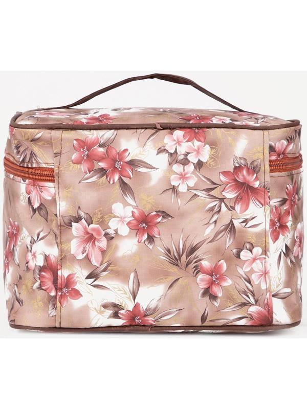 Косметичка на молнии, с зеркалом, цвет бежевый