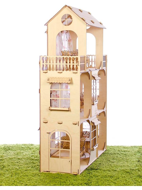 Конструктор «Большой кукольный дом», без мебели и текстиля, фанера — 3 мм, этаж: 33 см