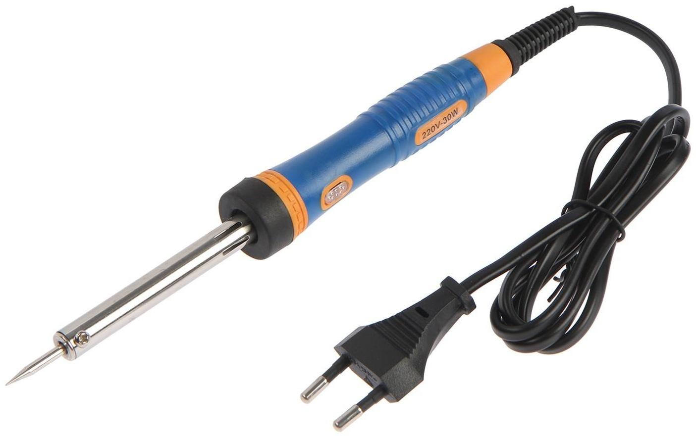 Паяльник ТУНДРА, двухкомпонентная рукоятка, долговечное жало, 30 Вт, 220 В