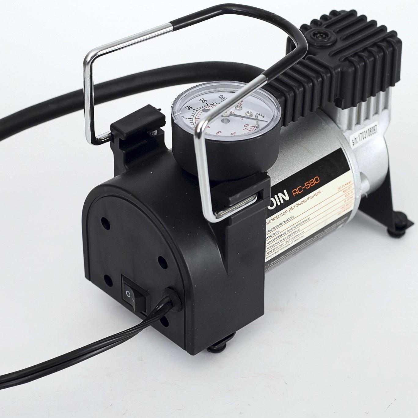 Компрессор автомобильный VOIN AC-580, 13.5 А, 30 л/мин, провод 3 м, шланг 1 м