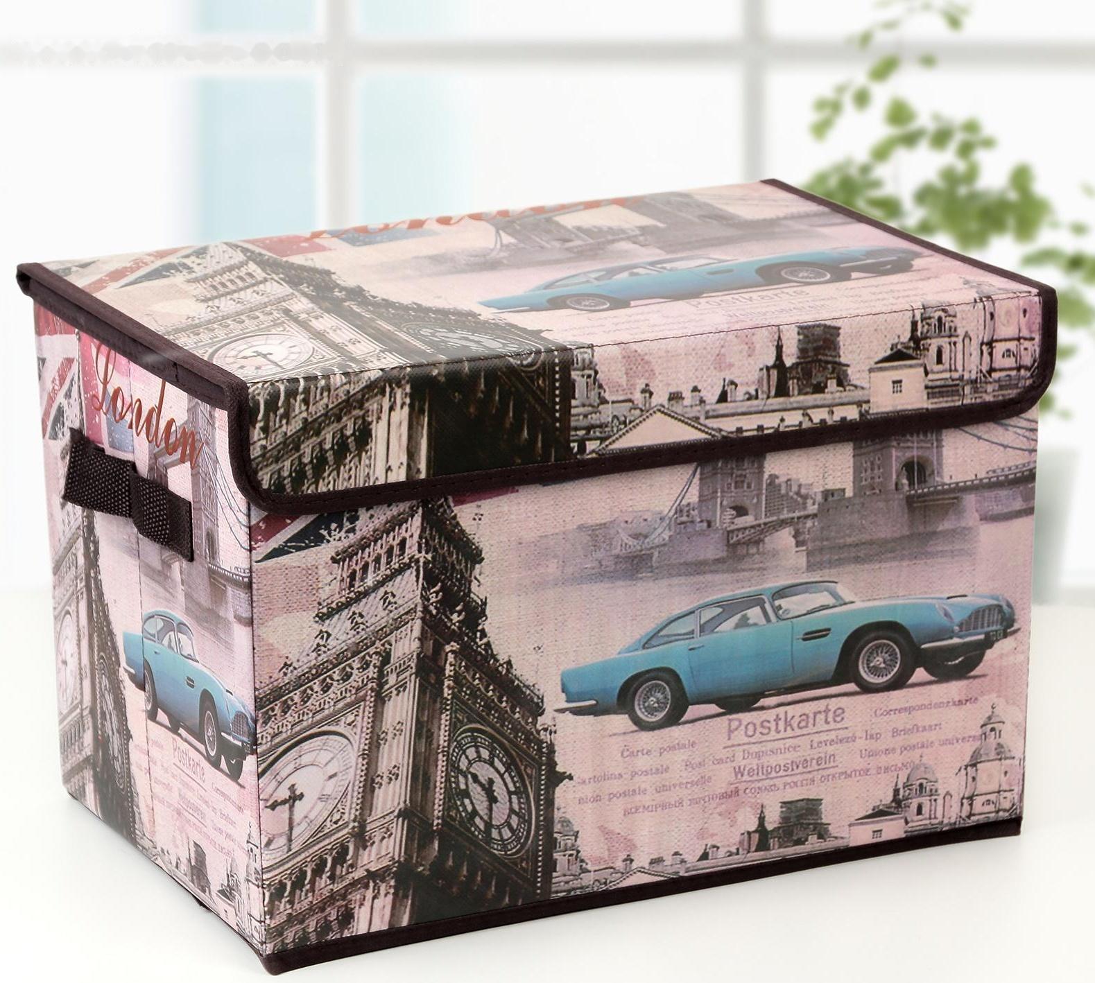 Короб стеллажный для хранения с крышкой «Страны», 38×25×25 см, дизайн МИКС