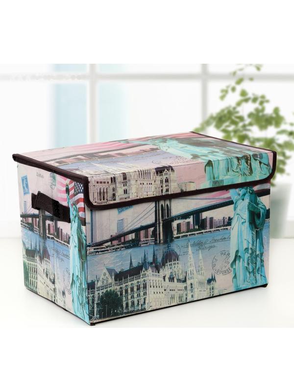 Короб стеллажный для хранения с крышкой «Страны», 38×25×25 см, дизайн МИКС