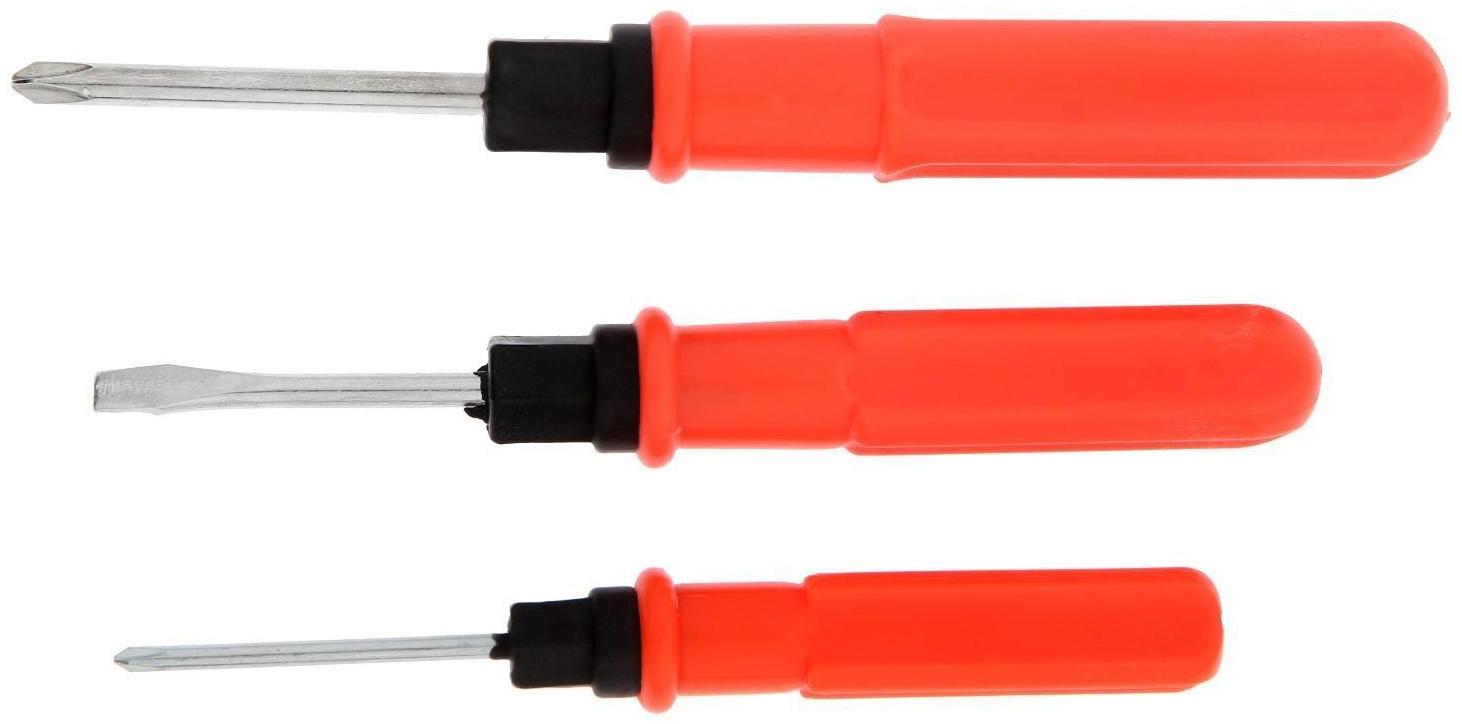 Набор отверток ЛОМ, 2 в 1, PH0/SL3 х 60 мм, PH1/SL5 х 70 мм, PH2/SL6 х 75 мм, 3 шт.