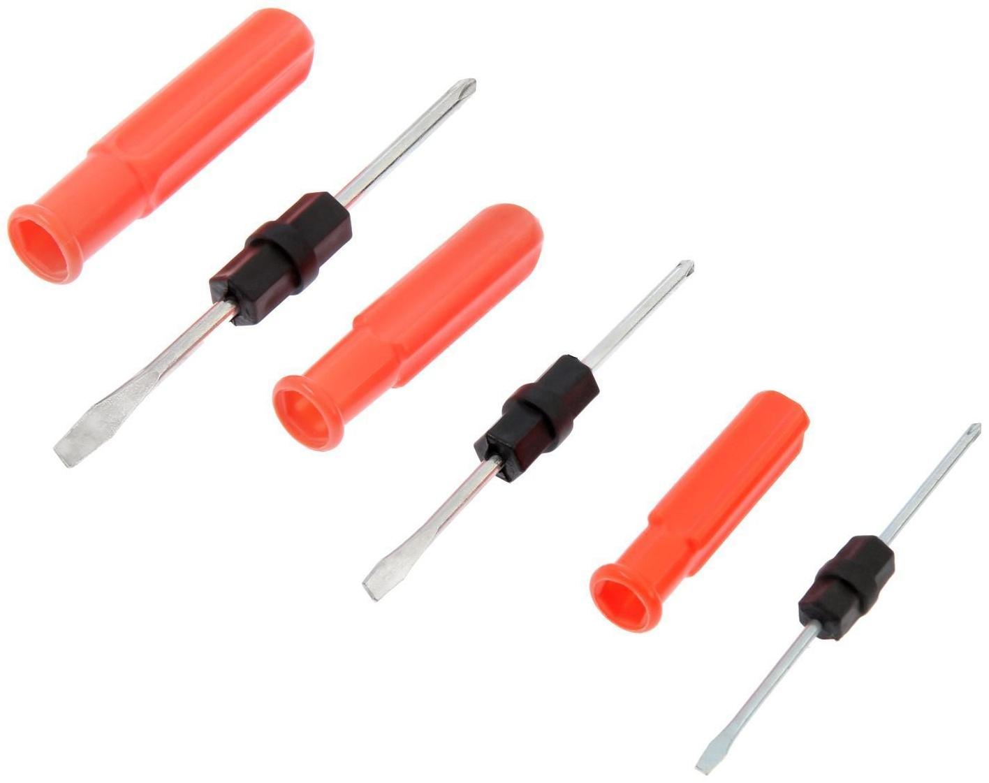 Набор отверток ЛОМ, 2 в 1, PH0/SL3 х 60 мм, PH1/SL5 х 70 мм, PH2/SL6 х 75 мм, 3 шт.