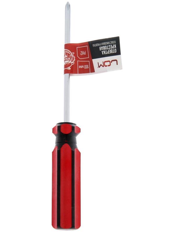 Отвертка крестовая ЛОМ, пластиковая рукоятка, PH2 х 100 мм