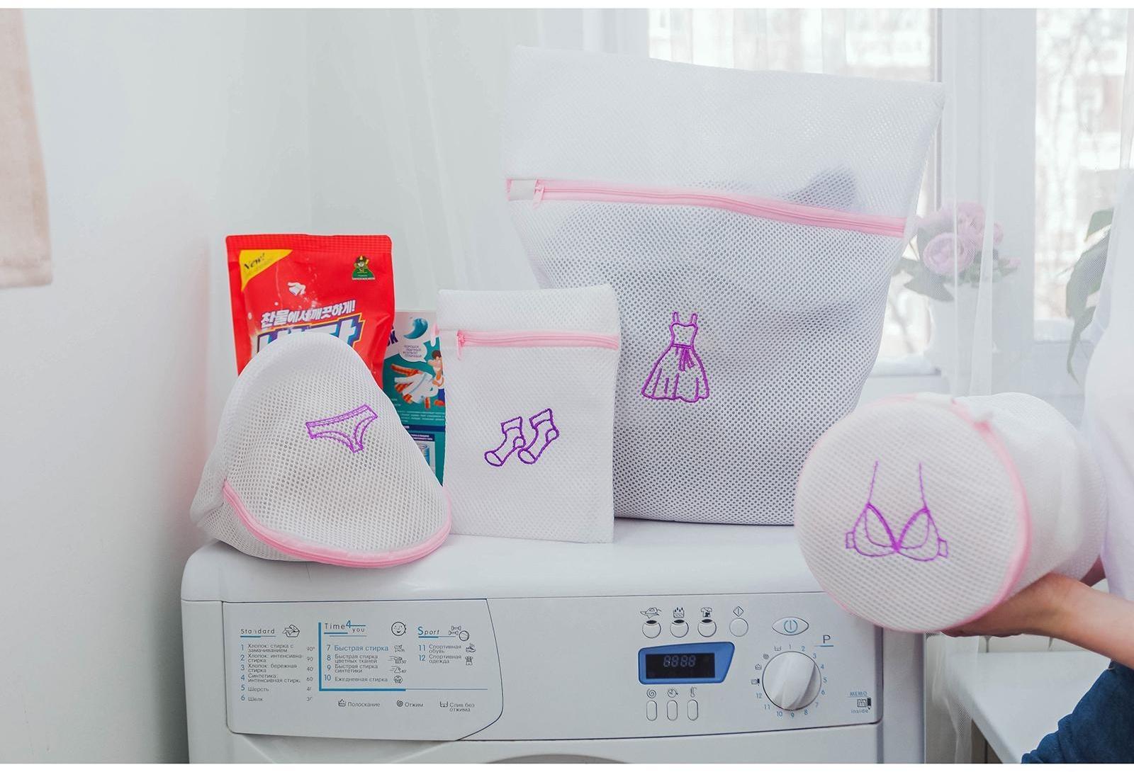 Мешок для стирки нижнего белья Доляна, 20×20×20 см, трёхслойный, крупная сетка, цвет МИКС