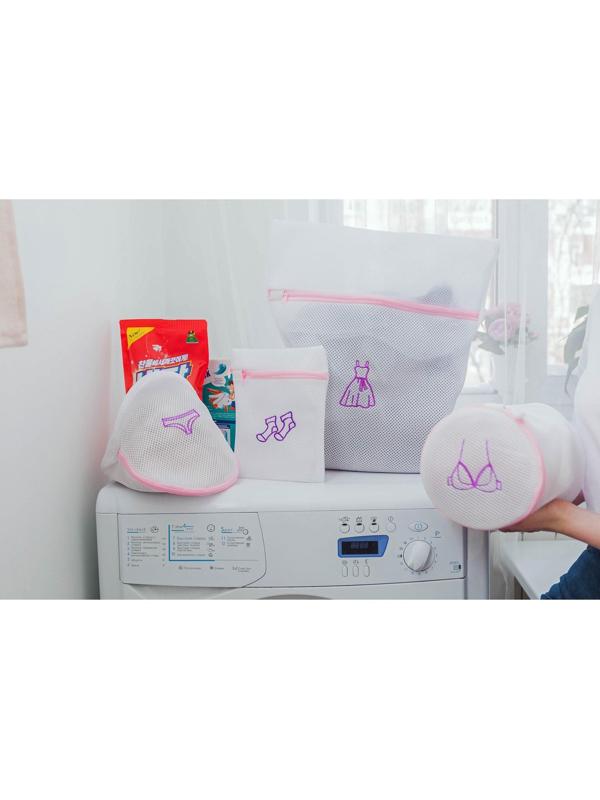 Мешок для стирки нижнего белья Доляна, 20×20×20 см, трёхслойный, крупная сетка, цвет МИКС