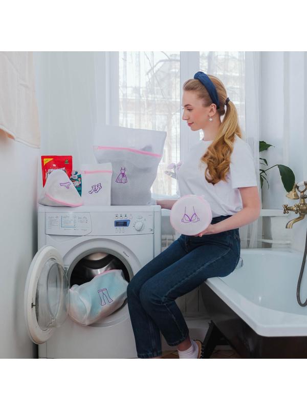 Мешок для стирки нижнего белья Доляна, 20×20×20 см, трёхслойный, крупная сетка, цвет МИКС