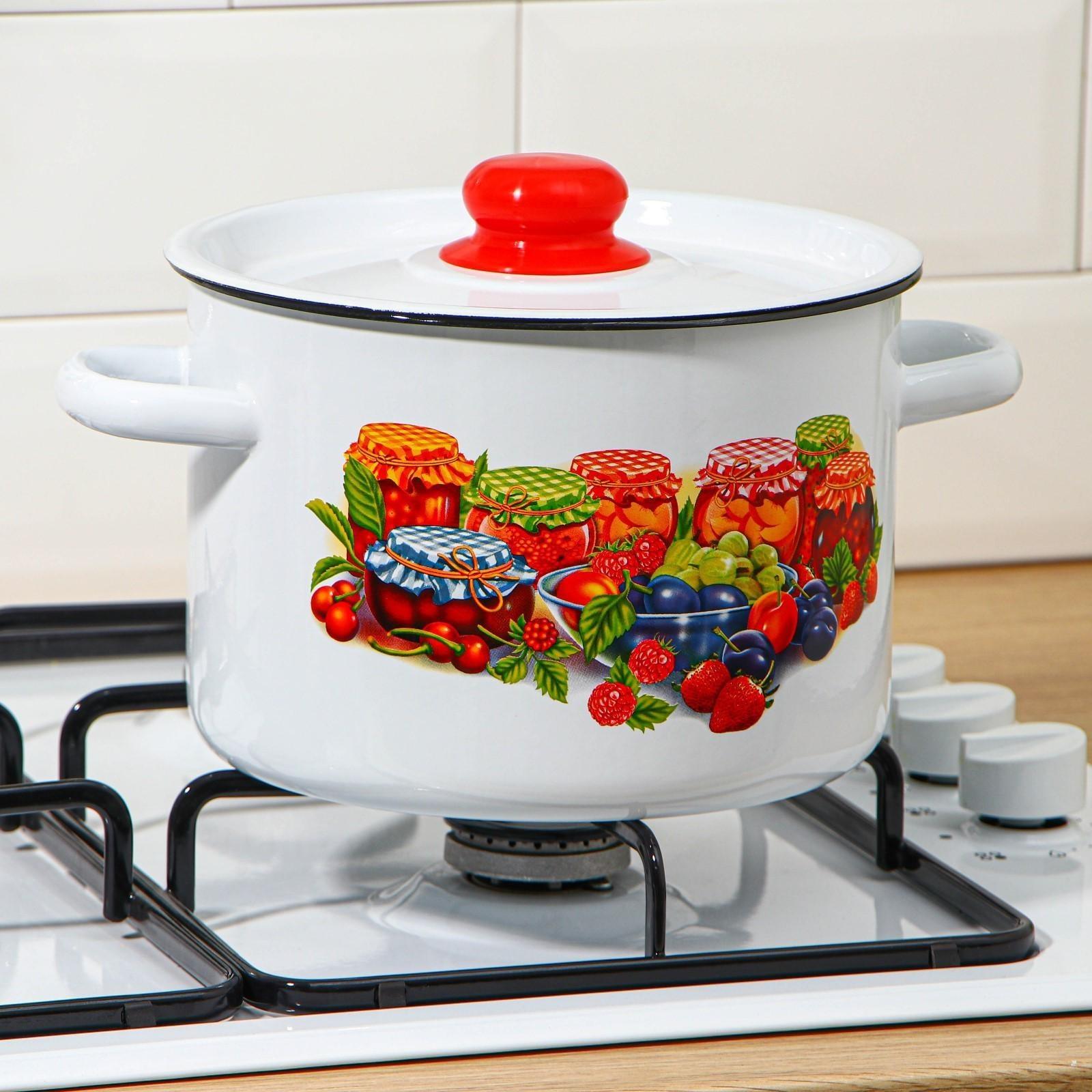 Кастрюля, 4,5 л, индукция, рисунок МИКС, цвет белый