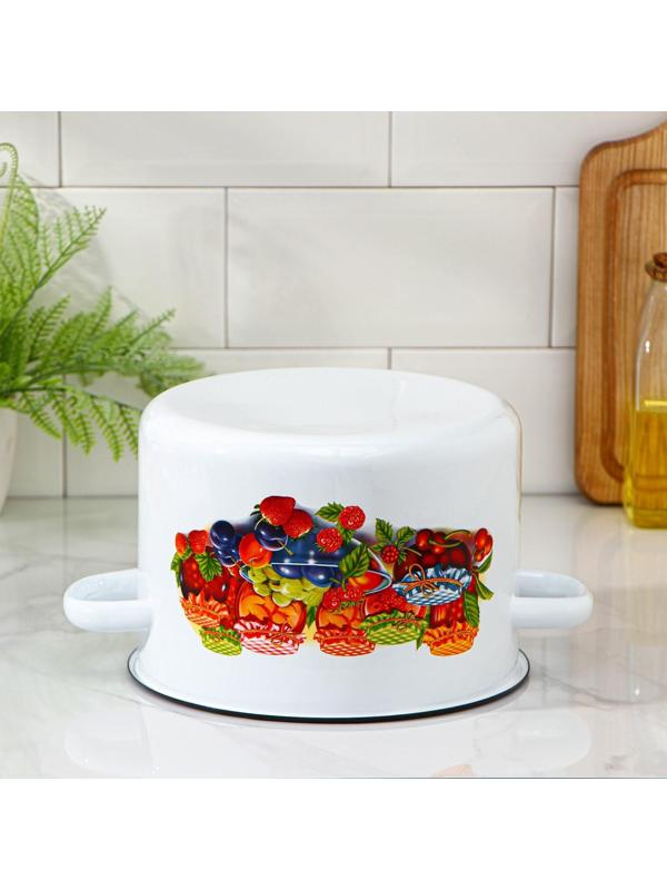 Кастрюля, 4,5 л, индукция, рисунок МИКС, цвет белый