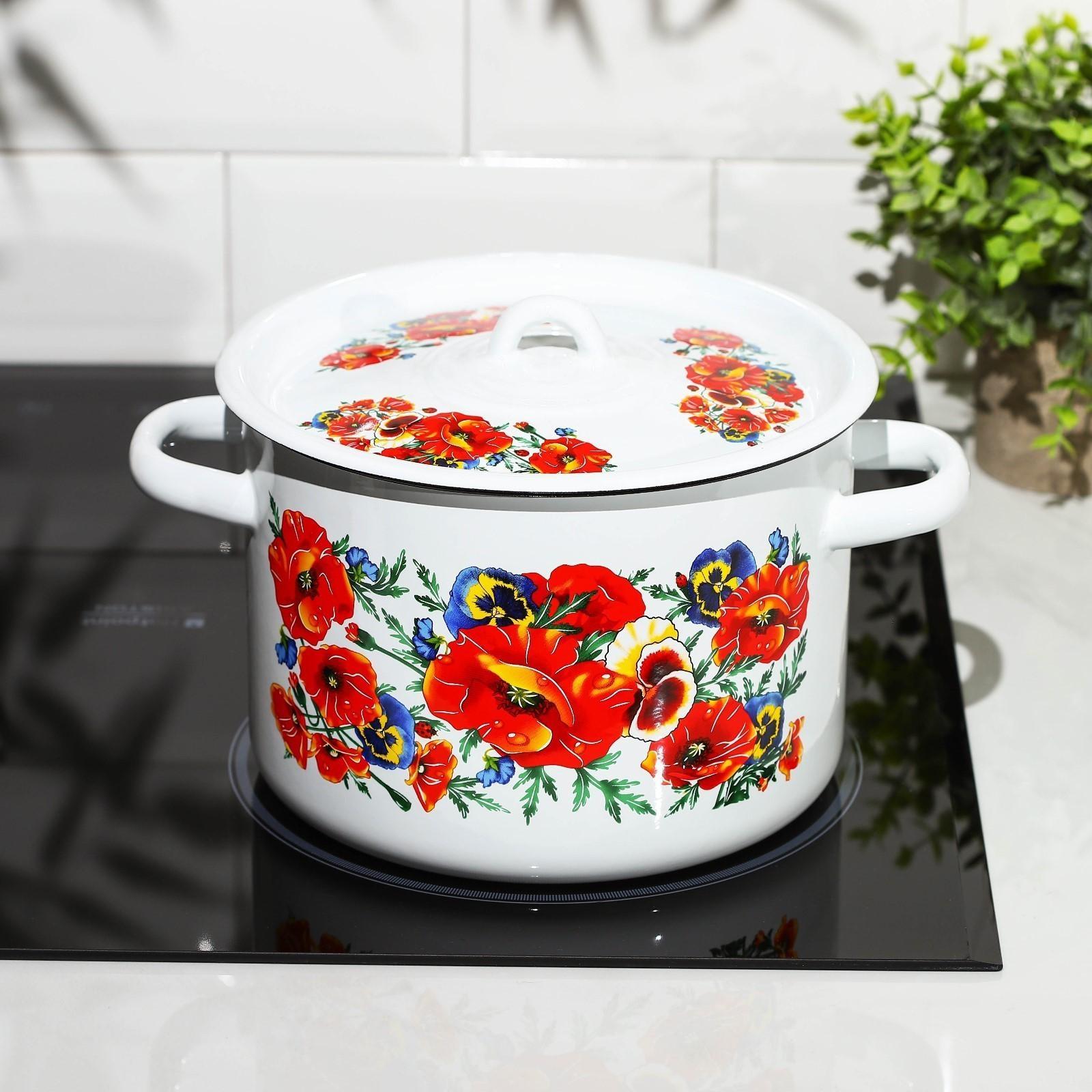 Кастрюля «Маки. Мечта», 4,5 л, индукция, цвет белый