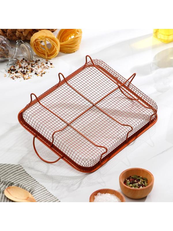 Противень «Прима. Гриль», 35×25 см, с решёткой, антипригарное покрытие, цвет коричневый