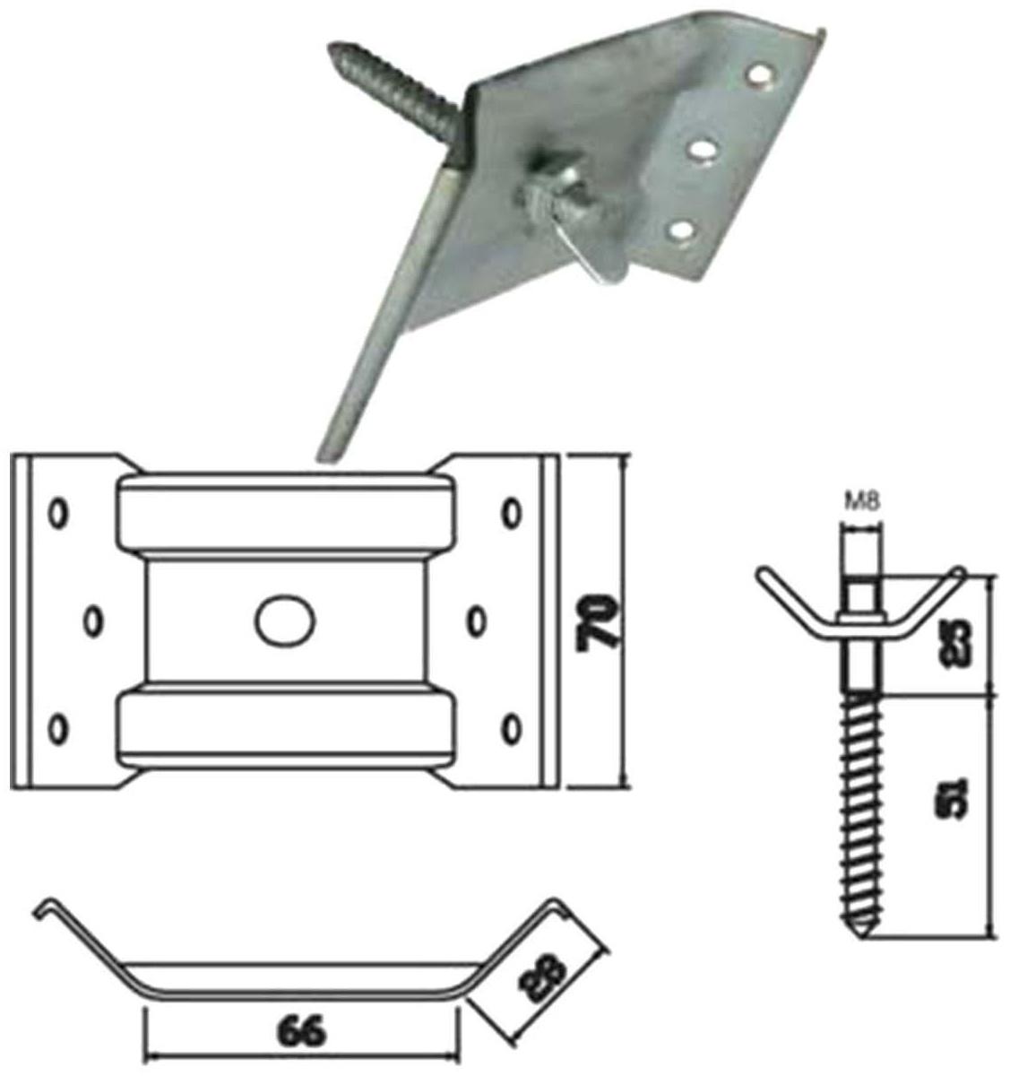 Стяжка мебельного стола,комплект 4 шт, шпилька и гайка барашковая