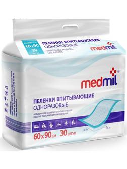 Пеленки впитывающие одноразовые Medmil, оптима, 60 х 90, 30 шт.