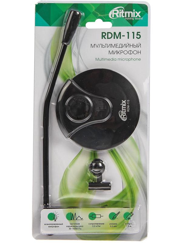 Микрофон Ritmix RDM-115, на подставке, разъем 3.5 мм, кабель 1.5 м