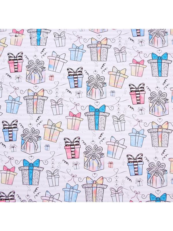 Бумага упаковочная глянцевая «Подарочки», 70 × 100 см / 10 шт.
