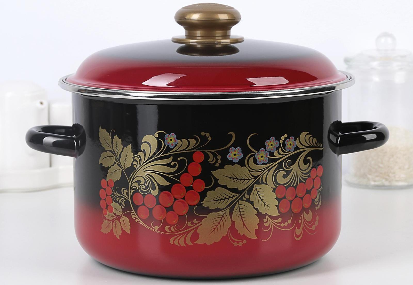 Кастрюля «Рябинушка», 4 л, индукция, цвет красно-чёрная