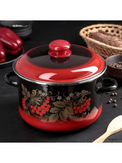 Кастрюля «Рябинушка», 4 л, индукция, цвет красно-чёрная