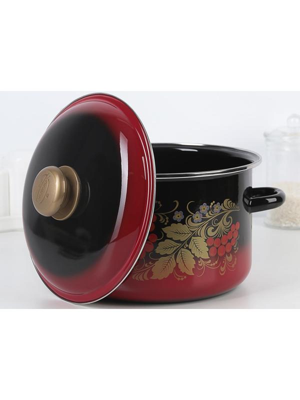 Кастрюля «Рябинушка», 4 л, индукция, цвет красно-чёрная