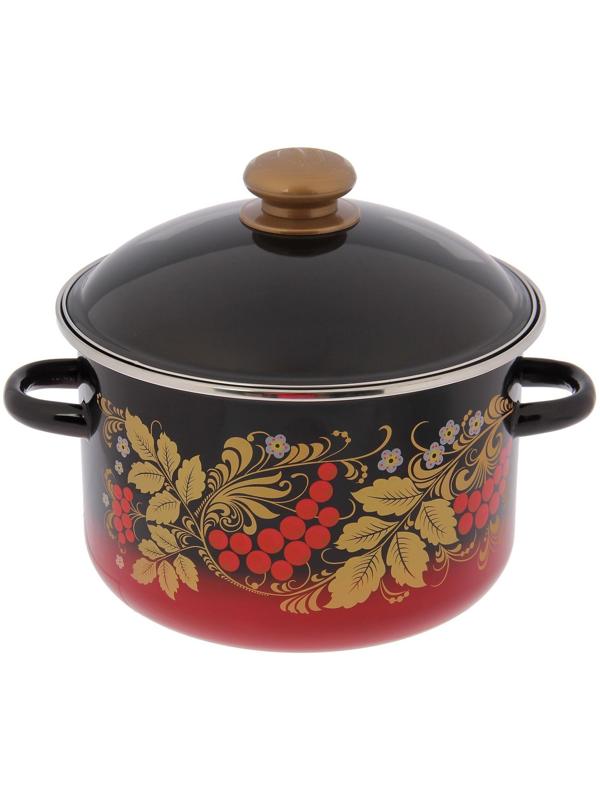 Кастрюля «Рябинушка», 4 л, индукция, цвет красно-чёрная