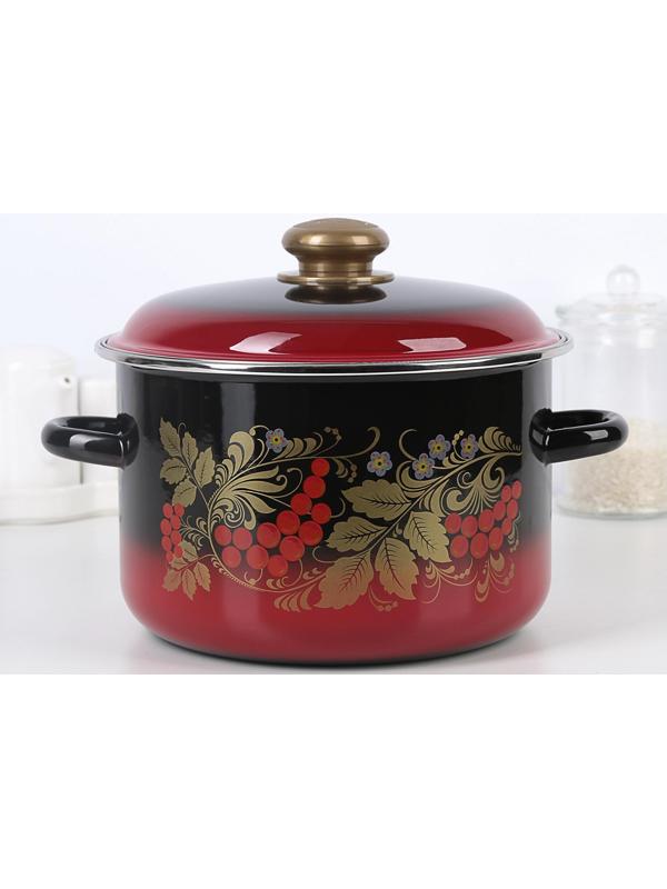 Кастрюля «Рябинушка», 4 л, индукция, цвет красно-чёрная