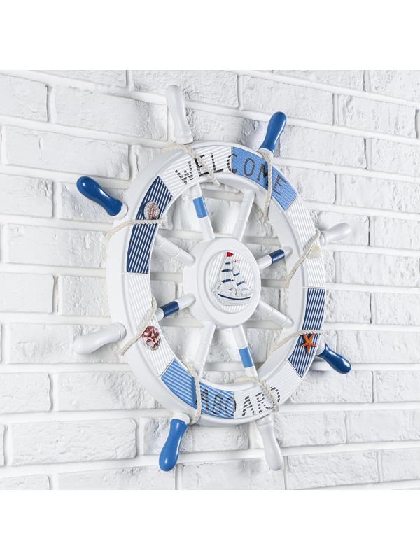 Штурвал Welcome aboard с корабликом 62*62*3,5 см