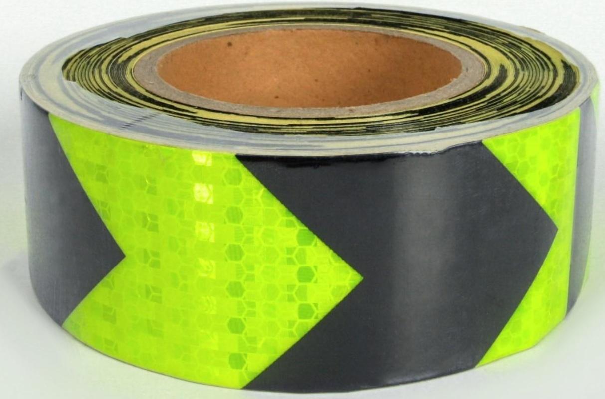 Светоотражающая лента, самоклеящаяся, желто-черная, 5 см х 25 м