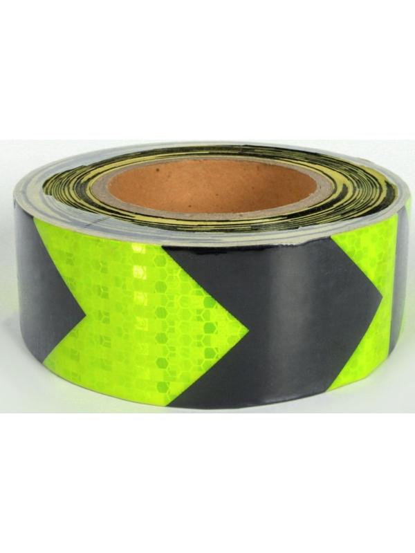 Светоотражающая лента, самоклеящаяся, желто-черная, 5 см х 25 м