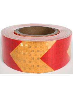 Светоотражающая лента, самоклеящаяся, желто-красная, 5 см х 25 м