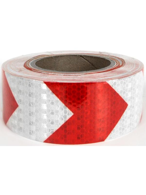 Светоотражающая лента, самоклеящаяся, красно-белая, 5 см х 25 м