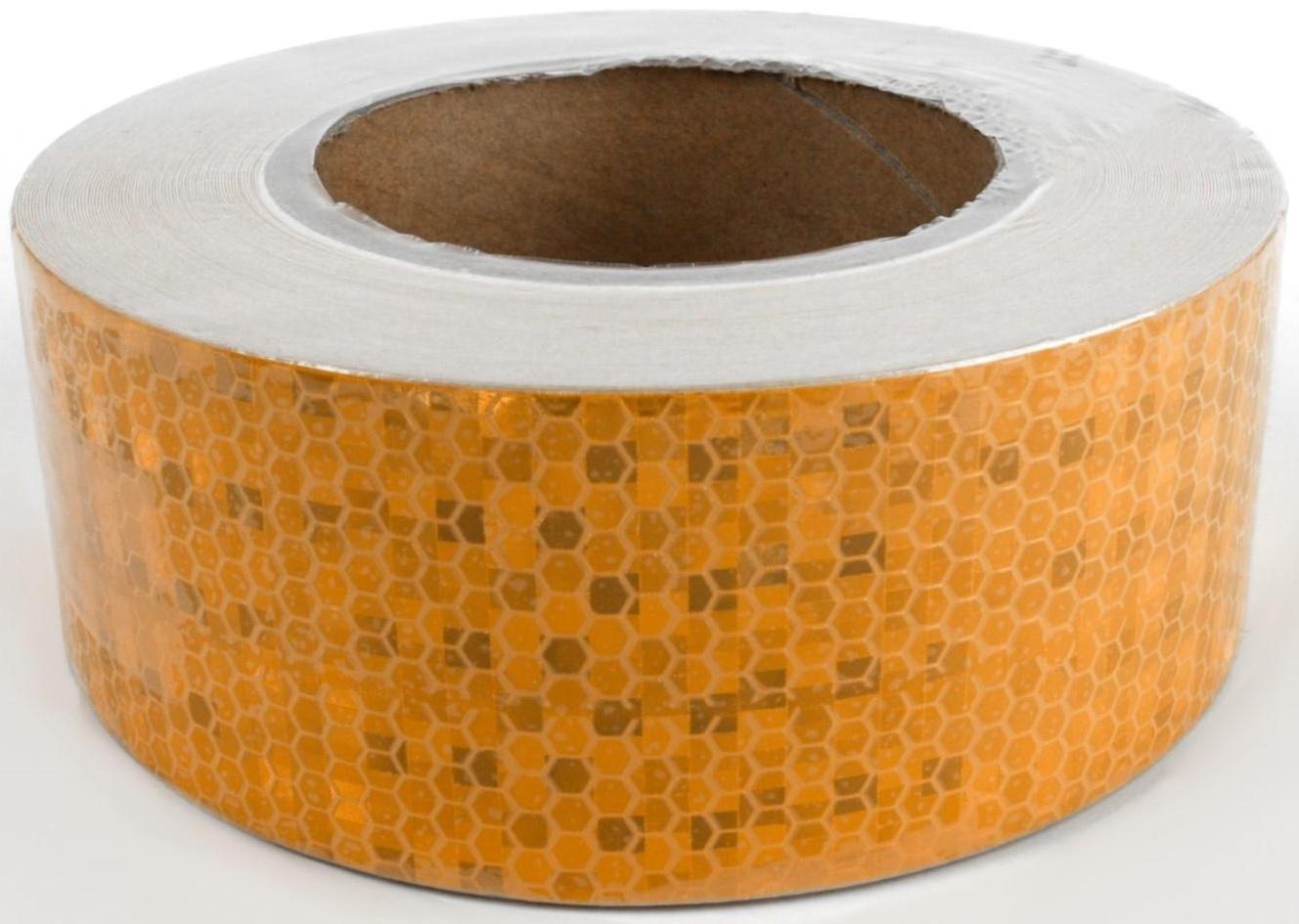 Светоотражающая лента, самоклеящаяся, желтая, 5 см х 25 м