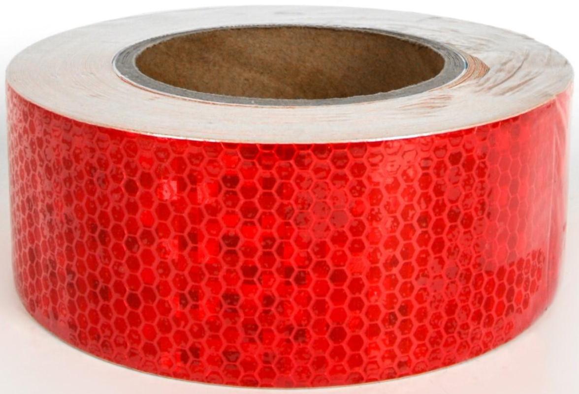 Светоотражающая лента, самоклеящаяся, красная, 5 см х 25 м