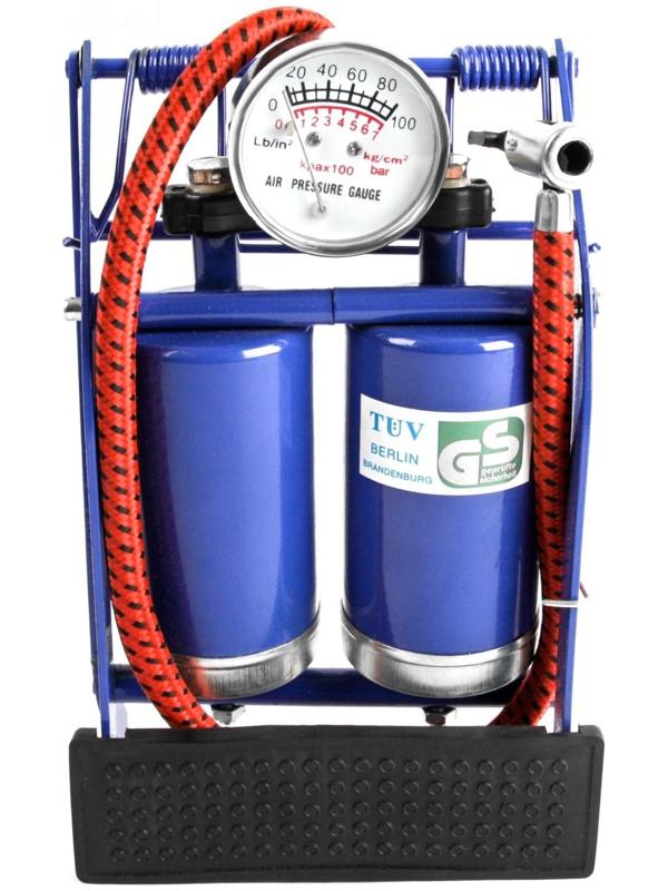 Насос ножной Cartage с манометром, 2 цилиндра