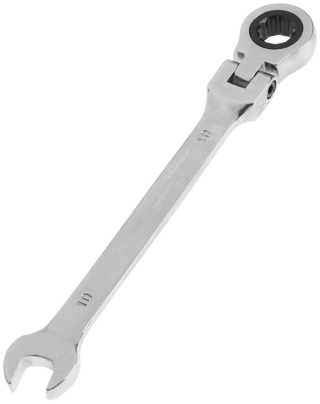 Ключ комбинированный трещоточный шарнирный ТУНДРА, CrV, полированный, 72 зуба, 10 мм