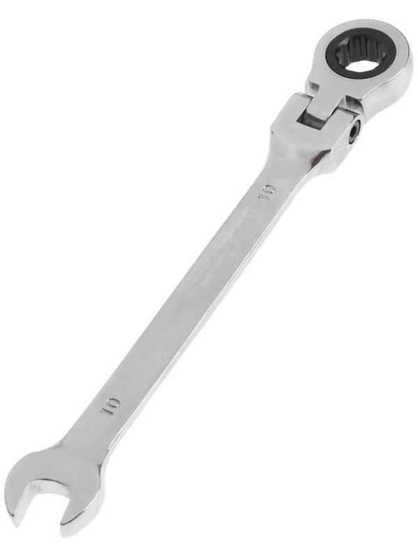 Ключ комбинированный трещоточный шарнирный ТУНДРА, CrV, полированный, 72 зуба, 10 мм